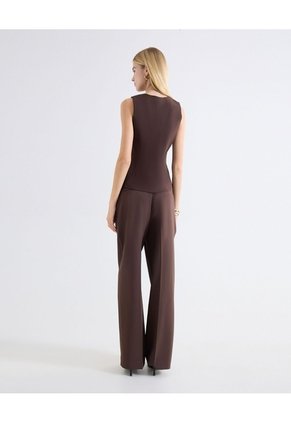 Chaleco Sastrero Abotonadura Frontal  Para Mujer Café Seven Seven