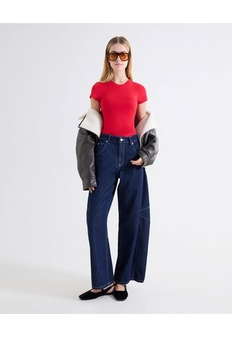 Jean Barrel Acabado Raw  Para Mujer Azul Seven Seven Seven Seven