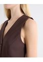Chaleco Sastrero Abotonadura Frontal  Para Mujer Café Seven Seven de Seven Seven