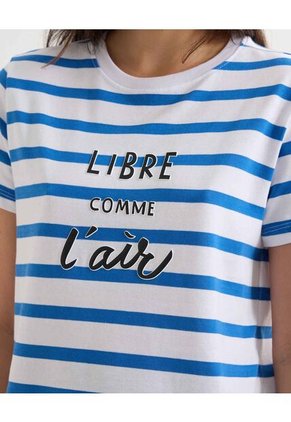 Camiseta Para Mujer Manga Corta Cuello Redondo Color Azul Marca Seven Seven #28096210