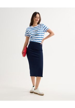 Camiseta Para Mujer Manga Corta Cuello Redondo Color Azul Marca Seven Seven #28096210