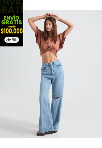 Jean Para Mujer Wide-Leg Color Azul Claro Marca Seven Seven #28160931 Seven Seven