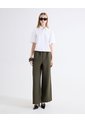 Pantalón Palazzo Bolsillos Diagonales  Para Mujer Verde Seven Seven de Seven Seven