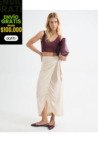 Falda Para Mujer Medio Color Arena Marca Seven Seven #28140905 Seven Seven