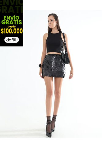 Falda Para Mujer Corto Color Negro Marca Seven Seven #28140895 Seven Seven