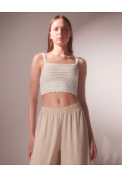 Crop Top Para Mujer Manga Sisa Color Crudo Marca Seven Seven #28095833