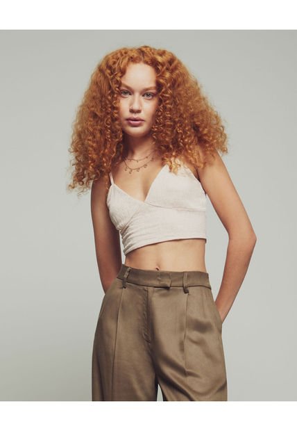 Crop Top Para Mujer Manga Sisa Color Beige Marca Seven Seven #28095868