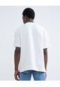 Camiseta Tejida Texturizada Oversize  Para Hombre Marfil Seven Seven de Seven Seven