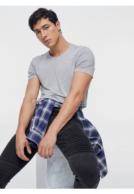 Camiseta Para Hombre Manga Corta Color Gris Jaspe Marca Seven Seven #45091230