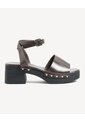 Sandalias De Tacón Con Tachas  Para Mujer Café Seven Seven de Seven Seven