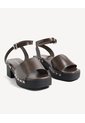 Sandalias De Tacón Con Tachas  Para Mujer Café Seven Seven de Seven Seven