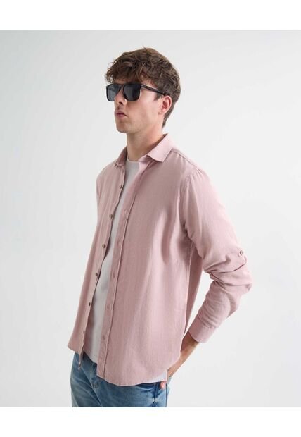 Camisa Para Hombre Manga Larga Cuello Casual M Color Rosa  Marca Seven Seven #45012104