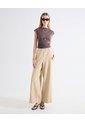 Pantalón Palazzo Bolsillos Diagonales  Para Mujer Beige Seven Seven de Seven Seven