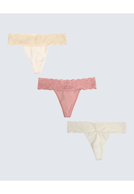 Panty Para Mujer Tanga Color Crudo Marca Seven Seven #28800085