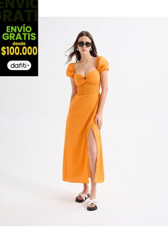 Vestido Para Mujer M/C Largo Color Naranja Marca Seven Seven #28171359 Seven Seven