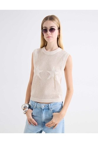 Chaleco Tricot Estrella Crochet  Para Mujer Blanco Seven Seven Seven Seven