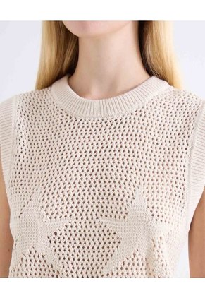 Chaleco Tricot Estrella Crochet Para Mujer Blanco Seven Seven