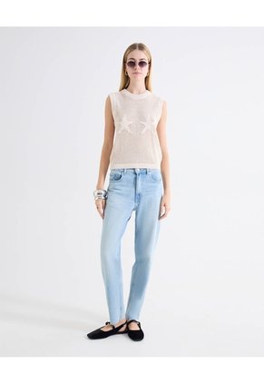 Chaleco Tricot Estrella Crochet Para Mujer Blanco Seven Seven