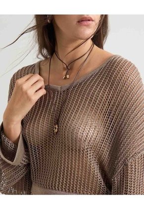 Saco Para Mujer Cuello V Color Arena Marca Seven Seven #28330673