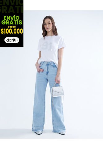 Jean Para Mujer Wide-Leg Color Azul Medio Marca Seven Seven #28160849 Seven Seven