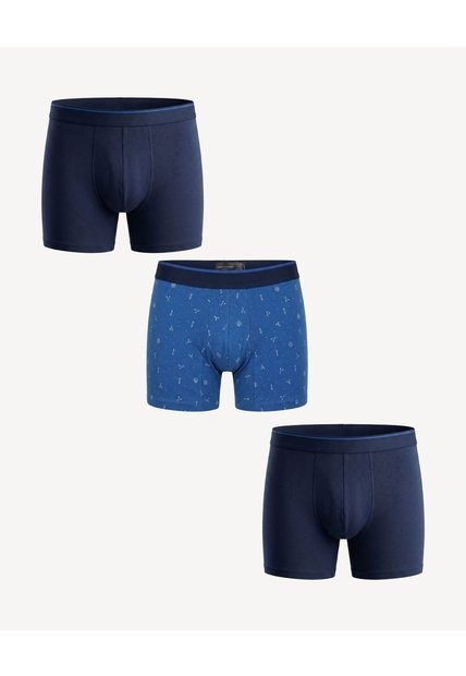 Bóxer Medio Pretina Ancha Pack X3 X3 Para Hombre Azul Seven Seven