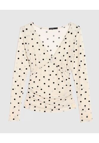 Camiseta Para Mujer Manga Larga Cuello V Color Marfil Marca Seven Seven #28096478 Seven Seven