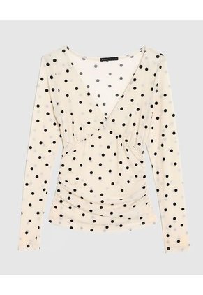 Camiseta Para Mujer Manga Larga Cuello V Color Marfil Marca Seven Seven #28096478