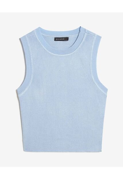 Camiseta Para Mujer Manga Sisa Cuello Redondo Color Celeste Marca Seven Seven #28096458