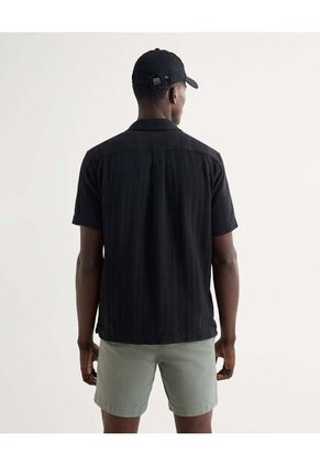 Camisa Resort Efecto Rústico  Para Hombre Negro Seven Seven