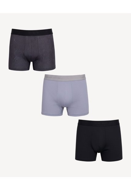 Pack X3 De Boxers Medios Texturizados  Para Hombre Gris Seven Seven