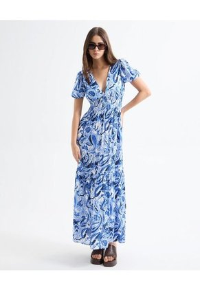 Vestido Para Mujer Manga Corta Color Crema Marca Seven Seven #28171352