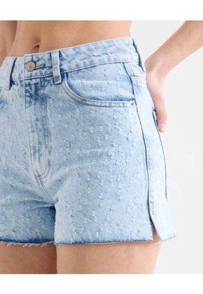 Short Tono Claro Con Desgastes  Para Mujer Crema Seven Seven