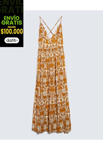 Vestido Para Mujer Manga Sisa Color Mostaza Marca Seven Seven #28171356 Seven Seven