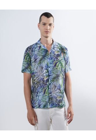 Camisa  Para Hombre Manga Corta Sin Bolsillo Color Azul Marca Seven Seven #45012040 Seven Seven