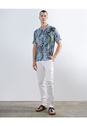 Camisa  Para Hombre Manga Corta Sin Bolsillo Color Azul Marca Seven Seven #45012040