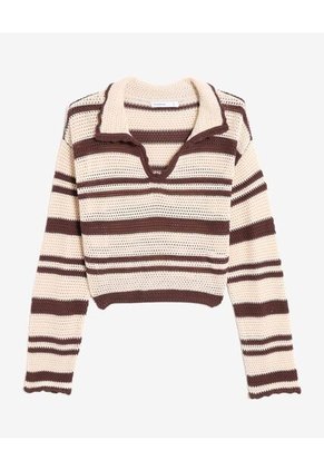 Camiseta Para Mujer Manga Larga Cuello V Color Café Marca Seven Seven #28096456