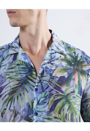 Camisa  Para Hombre Manga Corta Sin Bolsillo Color Azul Marca Seven Seven #45012040