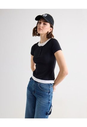 Camiseta Para Mujer Manga Corta Cuello Redondo Color Negro Marca Seven Seven #28096490