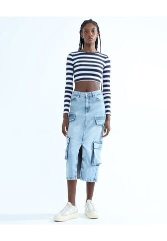 Falda Para Mujer Largo Color Azul  Marca Seven Seven #28140873 Seven Seven