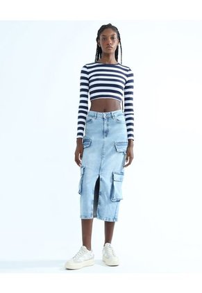 Falda Para Mujer Largo Color Azul  Marca Seven Seven #28140873