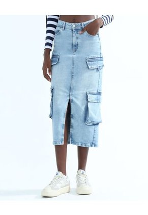 Falda Para Mujer Largo Color Azul  Marca Seven Seven #28140873