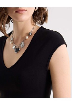 Camiseta Para Mujer Manga Corta Cuello V Color Negro Marca Seven Seven #28096512