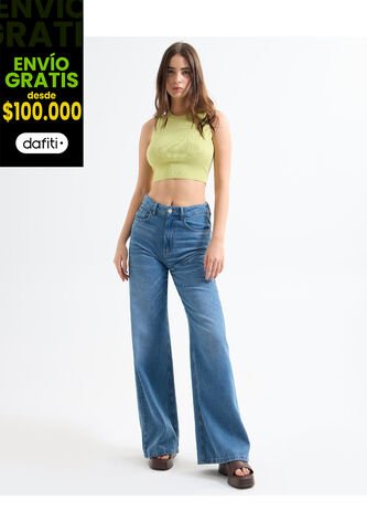 Jean Para Mujer Wide-Leg Color Azul Medio Marca Seven Seven #28160932 Seven Seven