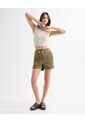 Short Tejido Plano Con Pinzas  Para Mujer Verde Seven Seven de Seven Seven