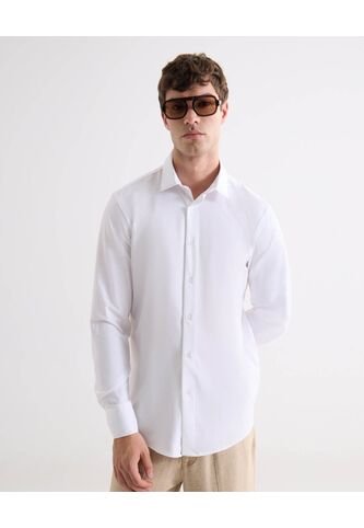 Camisa Regular Con Botonadura Frontal  Para Hombre Crudo Seven Seven Seven Seven