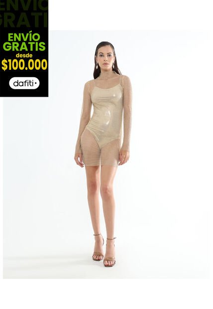 Vestido Para Mujer Manga Larga Color Dorado Marca Seven Seven #28171314