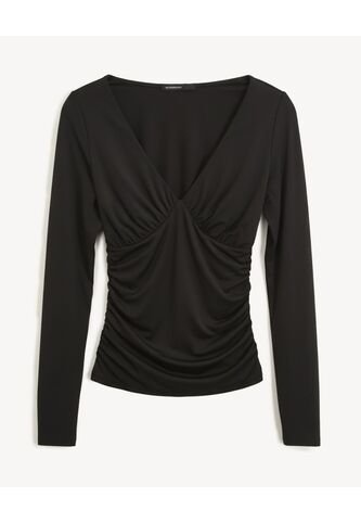 Camiseta Para Mujer Manga Larga Cuello V Color Negro Marca Seven Seven #28096479 Seven Seven