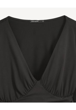 Camiseta Para Mujer Manga Larga Cuello V Color Negro Marca Seven Seven #28096479