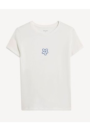 Camiseta Para Mujer Manga Corta Cuello Redondo Color Crudo Marca Seven Seven #28096547