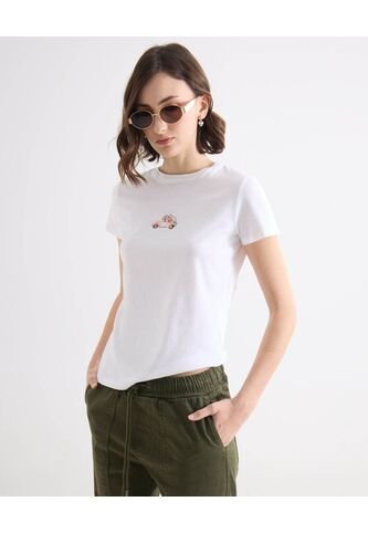 Camiseta Para Mujer Manga Corta Cuello Redondo Color Marfil Marca Seven Seven #28096553 Seven Seven